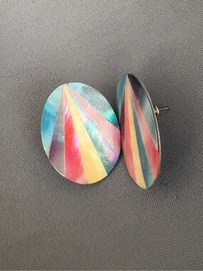 Colorful Geometric Round Post Earrings